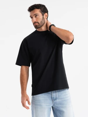 Zdjęcie produktu Bawełniany męski t-shirt LOOSE FIT z okrągłym dekoltem – czarny V1 - Rozmiar: L Ombre Clothing