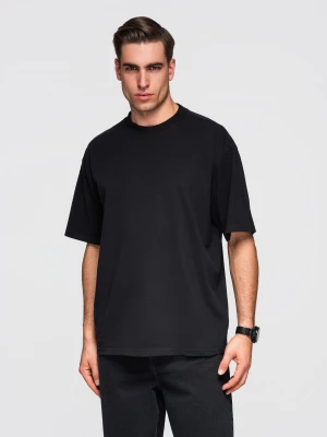 Zdjęcie produktu Bawełniany męski t-shirt LOOSE FIT z okrągłym dekoltem – czarny V1 - Rozmiar: XXL Ombre Clothing