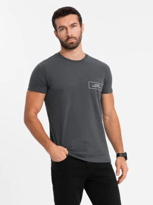 Bawełniany męski t-shirt z nadrukiem na kieszonce Ombre Streetstyle – czarny V1 OM-TSCT-0108
 -                                    S