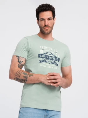 Zdjęcie produktu Bawełniany męski t-shirt z nadrukiem San Francisco – miętowy V2 Ombre Clothing