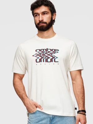 Bawełniany męski T-shirt z printem Ombre - biały V2 - Rozmiar: S