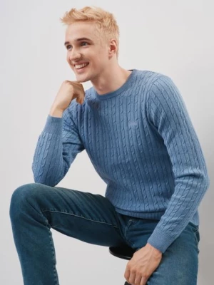 Bawełniany niebieski sweter męski OCHNIK