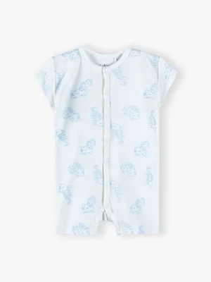 Bawełniany rampers niemowlęcy w kolorze białym z niebieskim wzorem 5.10.15.