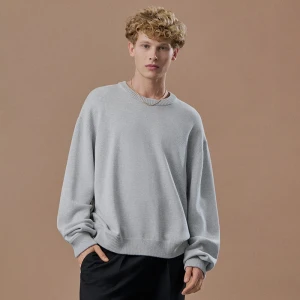 Bawełniany sweter boxy jasnoszary House