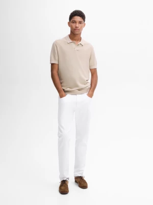 Bawełniany Sweter Polo Z Krótkim Rękawem - Popielaty - - Massimo Dutti - Mężczyzna