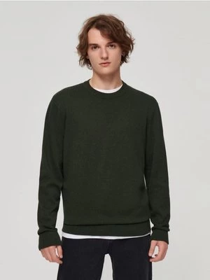 Bawełniany sweter regular fit ciemnozielony House
