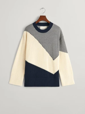 Bawełniany Sweter W Kolorowe Paski z Okrągłym Dekoltem GANT