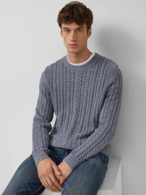 Bawełniany sweter z dzianiny typu cable knit i barwnikiem odzieżowym s.Oliver niebieski