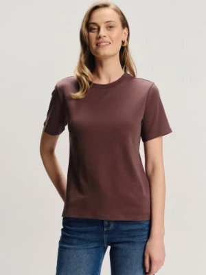Bawełniany t-shirt basic brązowy Greenpoint