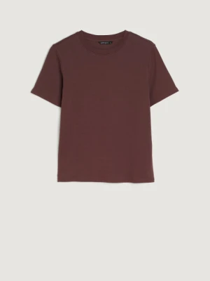 Bawełniany t-shirt basic brązowy Greenpoint