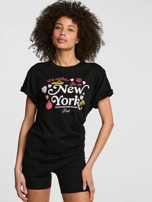 Bawełniany T-shirt Campus Cotton Victoria's Secret