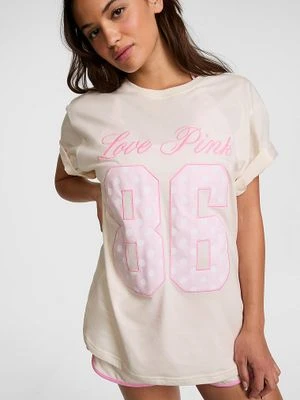 Bawełniany T-shirt Campus Cotton Victoria's Secret Szary