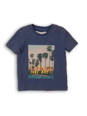 Bawełniany t-shirt chłopięcy z palmami - granatowy Minoti
