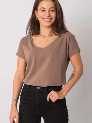 Bawełniany t-shirt damski- kawowy BASIC FEEL GOOD
