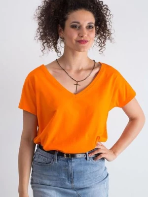 Bawełniany t-shirt damski pomarańczowy BASIC FEEL GOOD