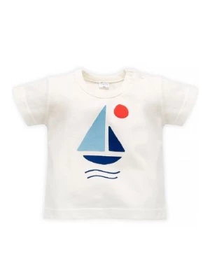 Bawełniany t-shirt dla chłopca Sailor ecru Pinokio