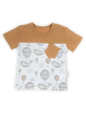 Bawełniany t-shirt dla chłopca z kieszonką- wieloryby i balony Nicol