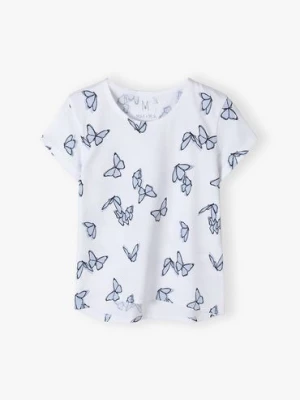 Bawełniany t-shirt dla dziewczynki biały w motyle Max & Mia by 5.10.15.