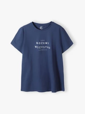 Bawełniany t-shirt męski z napisem Możemy Wszystko granatowy Family Concept by 5.10.15.