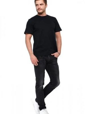 Bawełniany t -shirt męski z okrągłym dekoltem - 2 pak - czarny Moraj