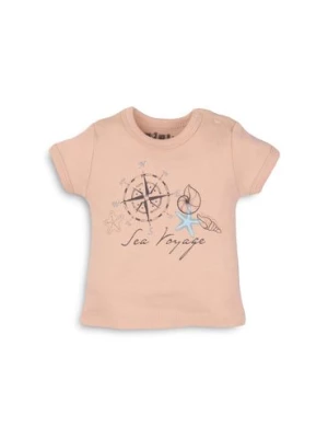 Bawełniany t-shirt niemowlęcy z nadrukiem - beżowy NINI