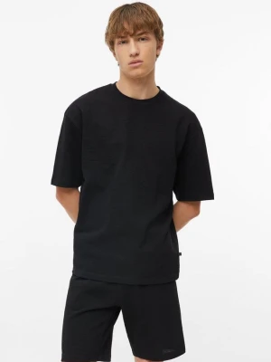 Bawełniany T-shirt o prążkowanej strukturze i nowoczesnym kroju s.Oliver czarny