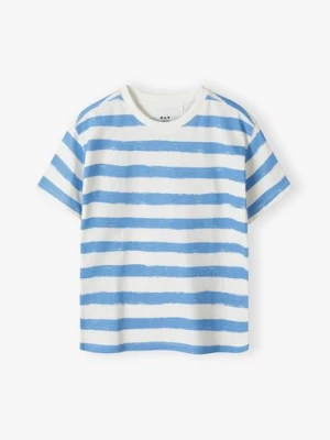 Bawełniany t-shirt w biało - niebieskie paski - Limited Edition