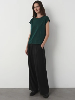 Bawełniany t-shirt w ciemnym odcieniu zieleni Greenpoint