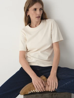 Bawełniany t-shirt w kremowym kolorze Greenpoint