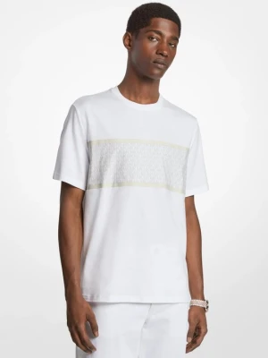 Bawełniany T-shirt w paski z charakterystycznym logo Michael Kors BIAŁY (Biały)