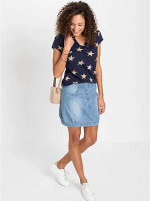 Bawełniany T-shirt we wzór w gwiazdki bonprix