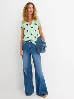 Bawełniany T-shirt we wzór w gwiazdki bonprix