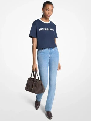 Bawełniany T-shirt z aplikacją Michael Kors CIEMNONIEBIESKI (Niebieski)