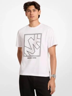 Bawełniany T-shirt z graficznym logo Michael Kors BIAŁY (Biały)