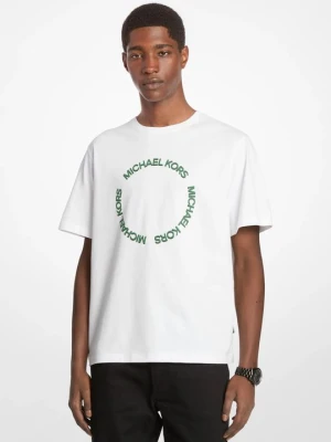 Bawełniany T-shirt z haftowanym logo Michael Kors BIAŁY (Biały)