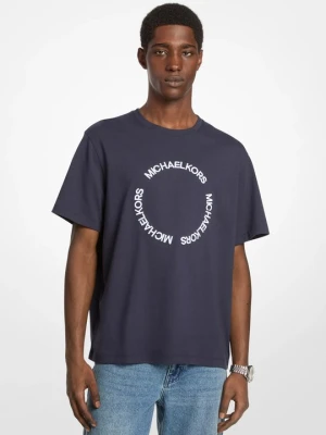 Bawełniany T-shirt z haftowanym logo Michael Kors PÓŁNOC (Niebieski)