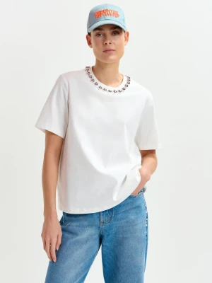 BAWEŁNIANY T-SHIRT Z METALOWYMI ZDOBIENIAMI ESSENTIEL ANTWERP