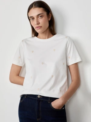 Bawełniany t-shirt z nadrukiem serca Etam