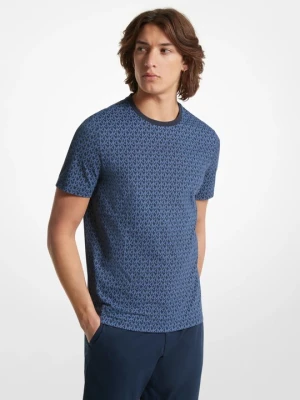 Bawełniany T-shirt z nadrukiem z charakterystycznym logo Michael Kors PÓŁNOC (Niebieski)