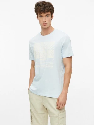 Bawełniany T-shirt z nadrukiem z przodu s.Oliver niebieski