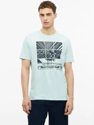 Bawełniany T-shirt z nadrukiem z przodu s.Oliver turkusowy