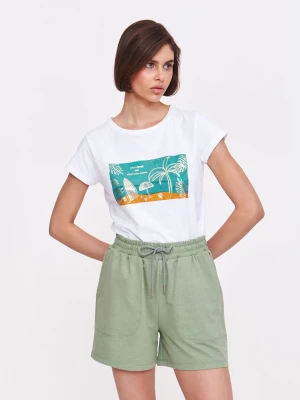 Bawełniany t-shirt z wakacyjnym nadrukiem Top Secret