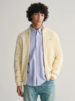 Bawełniany Teksturowany Kardigan W Paski z zamkiem Błyskawicznym GANT