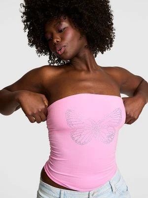 Bawełniany top bandeau ze ściąganym bokiem Victoria's Secret