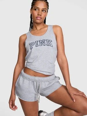 PINK Bawełniany top bez rękawów Campus Cotton Victoria's Secret Szary