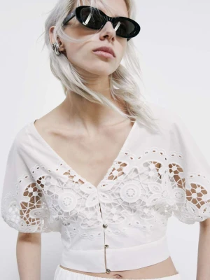 Bawełniany top z haftem kwiatowym PATRIZIA PEPE