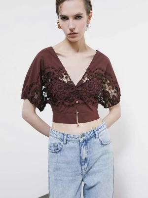 Bawełniany top z haftem kwiatowym PATRIZIA PEPE