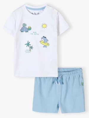 Bawełniany wakacyjny komplet niemowlęcy - t-shirt + szorty 5.10.15.
