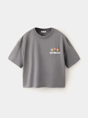 Bawełniany wzorzysty t-shirt antracytowy - Dzieci - lata - MANGO KIDS