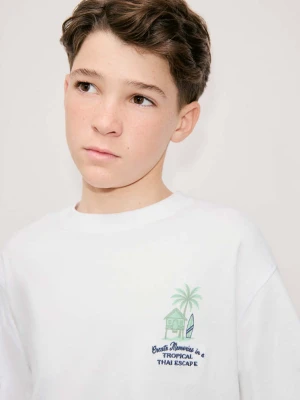 Zdjęcie produktu Bawełniany wzorzysty t-shirt biały - Dzieci - lata - MANGO KIDS